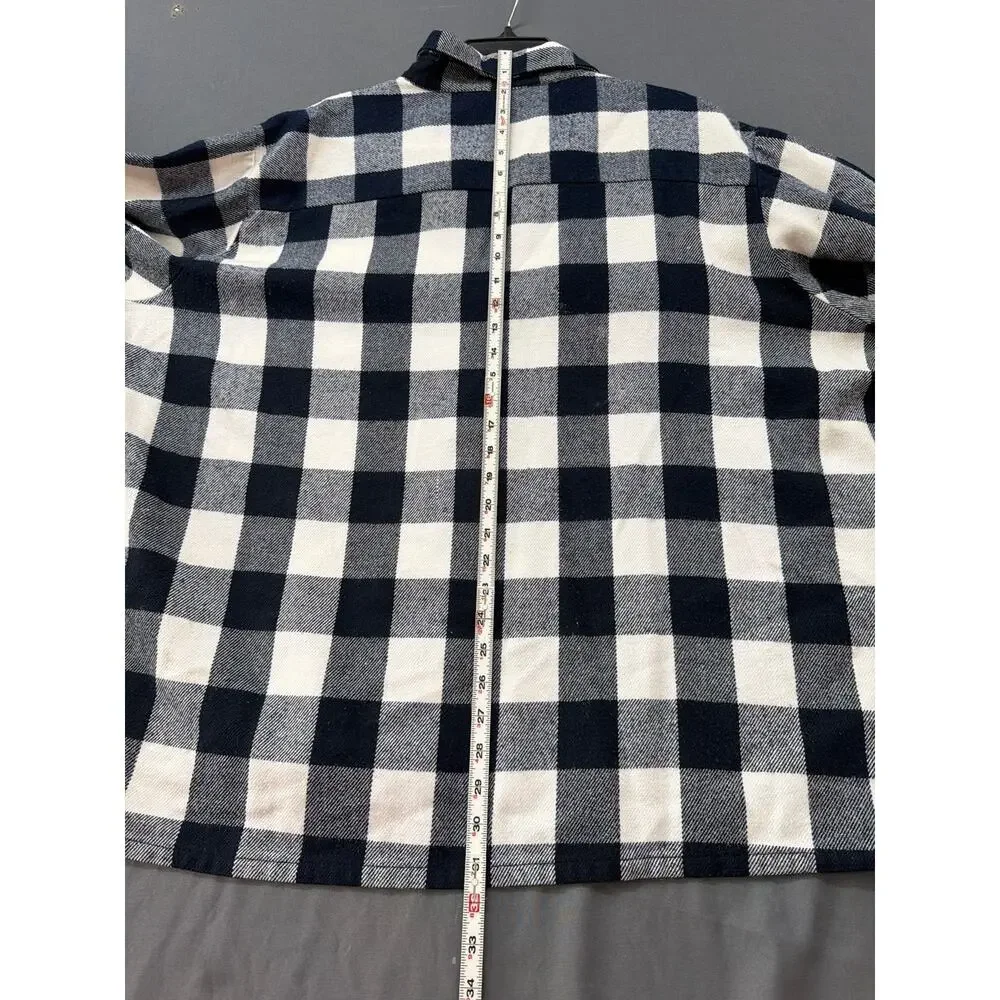 Woolland Big 3X Buffalo Plaid Flannel Shirt Jacket Sherpa Lined Black White